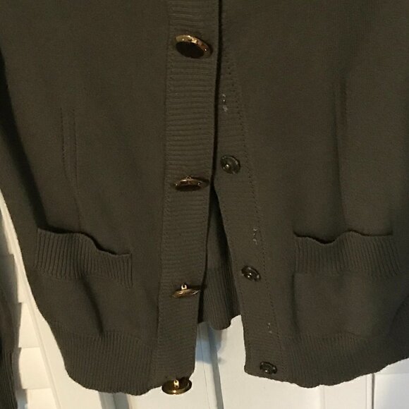 Milly dark green button down cardigan sweater, S - Picture 4 of 6